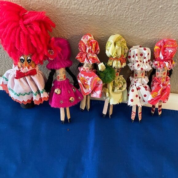 Vintage Clothespin Handmade Dolls - Picture 1 of 10